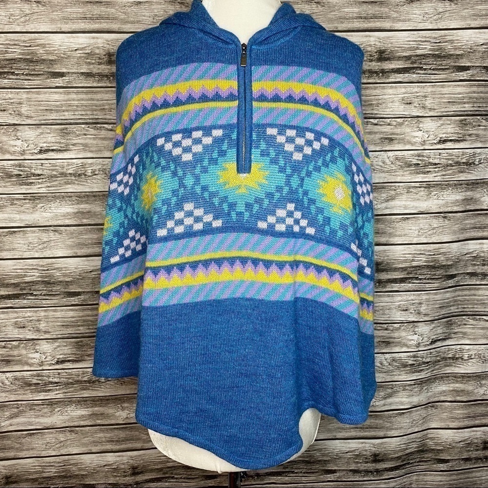 MFH Knits Alpaca/Nylon Poncho/Cape with Hood.